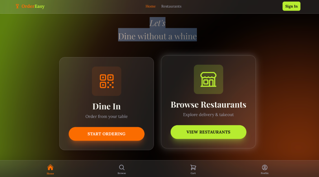 Order Easy Dashboard